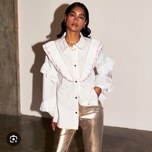 Never Fully Dressed White Ruffle Blouse